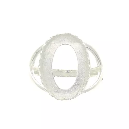 Anillo ajustable para cabuchón 18x13 mm - Chapado de Plata fino x1