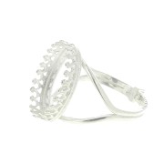 Anillo ajustable para cabuchón 18x13 mm - Chapado de Plata fino x1