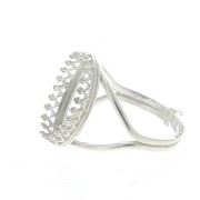 Anillo ajustable para cabuchón 18x13 mm - de Plata 925 x1