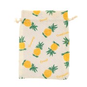 Bolsa pequeña de algodón estampado piña para regalo joyas 130x170 mm - Verde - Amarillo x1