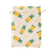 Bolsa pequeña de algodón estampado piña para regalo joyas 130x170 mm - Verde - Amarillo x1