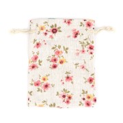 Bolsa pequeña de algodón estampado flores para joyas 95x135 mm - Rosa - Verde x1|raw }}