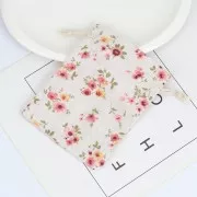 Bolsa pequeña de algodón estampado flores para joyas 95x135 mm - Rosa - Verde x1