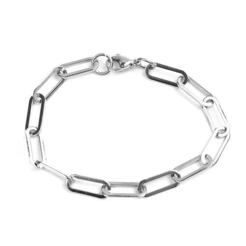 Pulsera eslabón rectangular 19 cm - Acero inoxidable x1