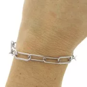 Pulsera eslabón rectangular 19 cm - Acero inoxidable x1