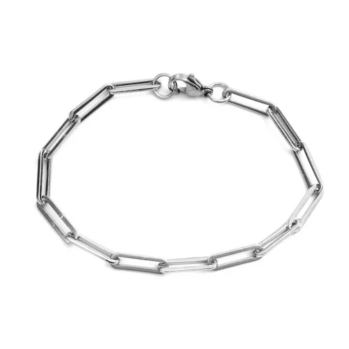 Pulsera eslabón rectangular 18 cm - Acero inoxidable x1