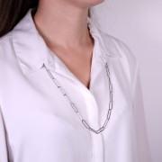 Collar largo de 70 cm eslabón rectangular 3 mm - Acero inoxidable x 1