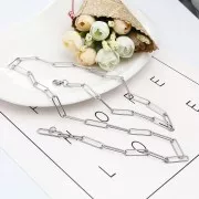 Collar largo de 70 cm eslabón rectangular 3 mm - Acero inoxidable x 1