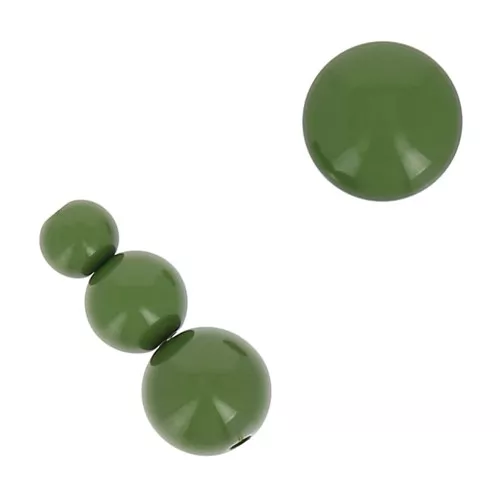 Surtido 26 cuentas redondas 6-8-10 mm et 2 cabochons en résine opaque - Olive