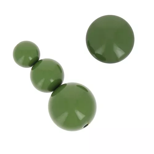 Sutido de 26 cuentas redondas 8-10-14 mm et 2 cabochons en résine - Olive