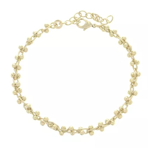 Pulsera eslabón de fantasía bola 4.8 mm Chapado de Oro 3 micras x16 cm
