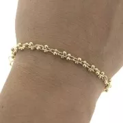 Pulsera eslabón de fantasía bola 4.8 mm Chapado de Oro 3 micras x16 cm