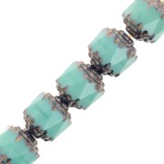Facetadas Antiguas  8 mm Green Turquoise Dark Bronce x10