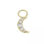Dije luna con óxido de zirconio 11x5 mm - Crystal - Chapado de Oro 3 micras x1