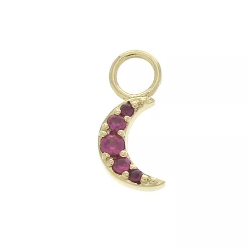 Dije luna con óxido de zirconio 11x5 mm - Fucsia - Chapado de Oro 3 micras x1