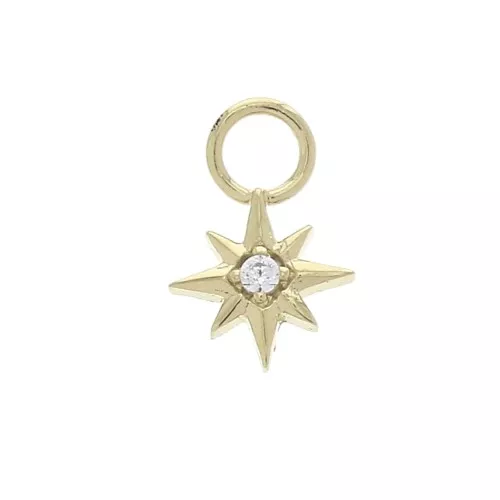 Dije estrella del Norte con óxido de zirconio 10.5x7 mm Crystal - Chapado de Oro 3 micras x1