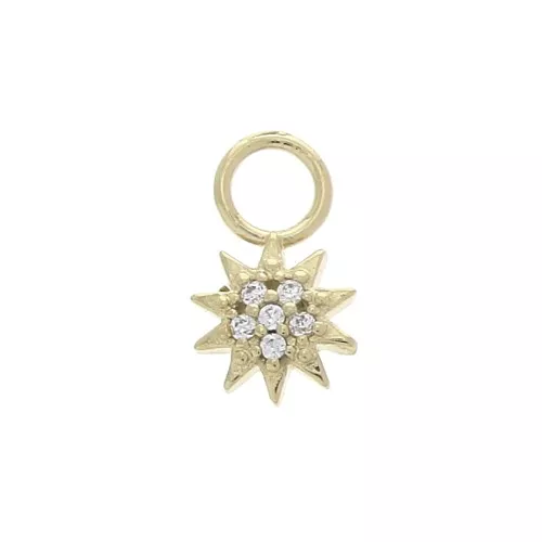 Dije sol con óxido de zirconio 10x6 mm - Crystal - Chapado de Oro 3 micras x1