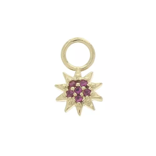 Dije sol con óxido de zirconio 10x6 mm - Fucsia - Chapado de Oro 3 micras x1