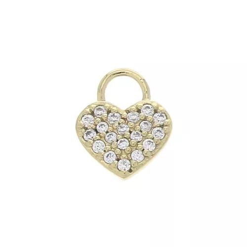 Dije corazón con óxido de zirconio 9x7 mm - Crystal - Chapado de Oro 3 micras x1
