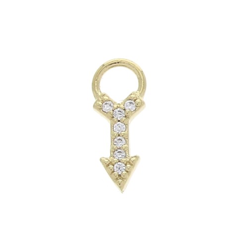 Dije flecha con óxido de zirconio 11x4 mm - Crystal - Chapado de Oro 3 micras x1