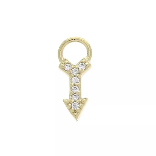 Dije flecha con óxido de zirconio 11x4 mm - Crystal - Chapado de Oro 3 micras x1