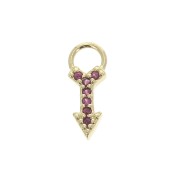 Dije flecha con óxido de zirconio 11x4 mm - Fucsia - Chapado de Oro 3 micras x1|raw }}