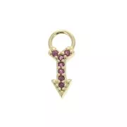 Dije flecha con óxido de zirconio 11x4 mm - Fucsia - Chapado de Oro 3 micras x1