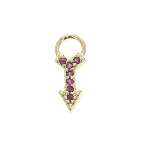 Dije flecha con óxido de zirconio 11x4 mm - Fucsia - Chapado de Oro 3 micras x1
