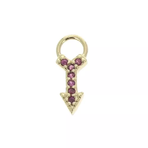 Dije flecha con óxido de zirconio 11x4 mm - Fucsia - Chapado de Oro 3 micras x1