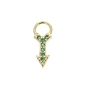 Dije flecha con óxido de zirconio 11x4 mm - Verde - Chapado de Oro 3 micras x1|raw }}