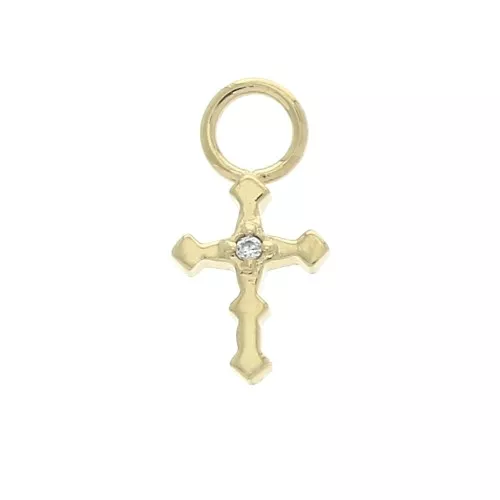 Dije cruz con óxido de zirconio 12x6 mm - Crystal - Chapado de Oro 3 micras x1