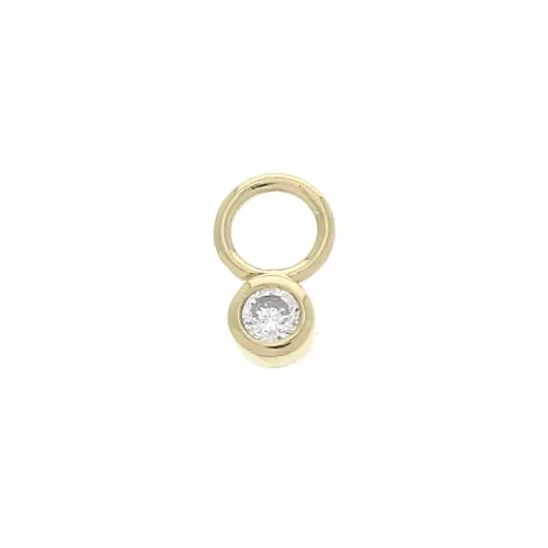 Mini dije redondo con óxido de zirconio 4 mm - Crystal - Chapado de Oro 3 micras x1