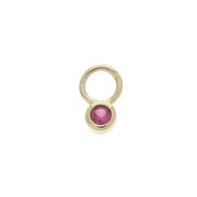 Mini dije redondo con óxido de zirconio 4 mm - Fucsia - Chapado de Oro 3 micras x1|raw }}
