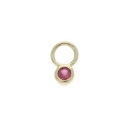 Mini dije redondo con óxido de zirconio 4 mm - Fucsia - Chapado de Oro 3 micras x1
