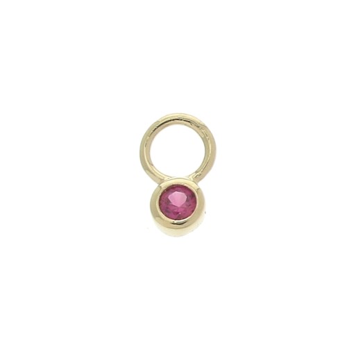 Mini dije redondo con óxido de zirconio 4 mm - Fucsia - Chapado de Oro 3 micras x1