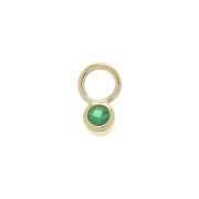 Mini dije redondo con óxido de zirconio 4 mm - Verde - Chapado de Oro 3 micras x1