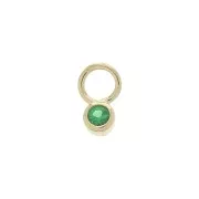 Mini dije redondo con óxido de zirconio 4 mm - Verde - Chapado de Oro 3 micras x1