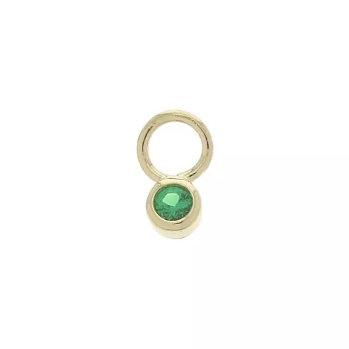 Mini dije redondo con óxido de zirconio 4 mm - Verde - Chapado de Oro 3 micras x1