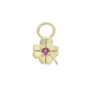 Dije trebol con óxido de zirconio 10x5.5 mm - Fucsia - Chapado de Oro 3 micras x1|raw }}