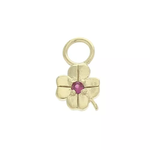 Dije trebol con óxido de zirconio 10x5.5 mm - Fucsia - Chapado de Oro 3 micras x1