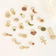 Dije trebol con óxido de zirconio 10x5.5 mm - Verde - Chapado de Oro 3 micras x1