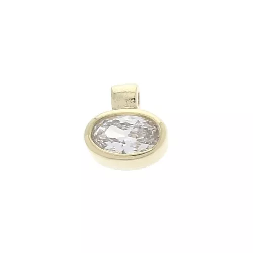 Mini dije ovalado con óxido de zirconio 6 mm - Crystal - Chapado de Oro 3 micras x1