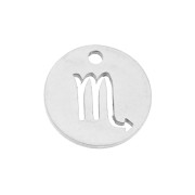 Dije redondo - signo del zodiaco Escorpio 12 mm - Acero inoxidable x1|raw }}