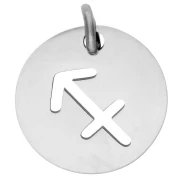 Dije redondo - signo del zodiaco Sagitario, 12 mm - Acero inoxidable 304 x 1