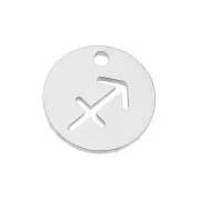 Dije redondo - signo del zodiaco Sagitario 12 mm - Acero inoxidable x1