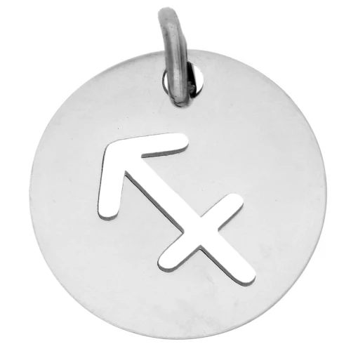 Dije redondo - signo del zodiaco Sagitario, 12 mm - Acero inoxidable 304 x1