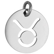 Dije redondo - signo del zodiaco Tauro, 12 mm - Acero inoxidable 304 x 1