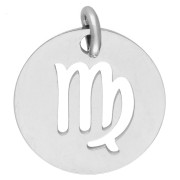 Dije redondo - signo del zodiaco Virgo, 12 mm - Acero inoxidable 304 x1
