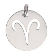 Dije redondo - signo del zodiaco Aries, 12 mm - Acero inoxidable 304 x 1