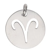 Dije redondo - signo del zodiaco Aries, 12 mm - Acero inoxidable 304 x 1